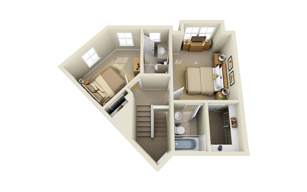 Shenandoah - 3 bedroom floorplan layout with 3 baths and 1457 square feet. (Level 2)