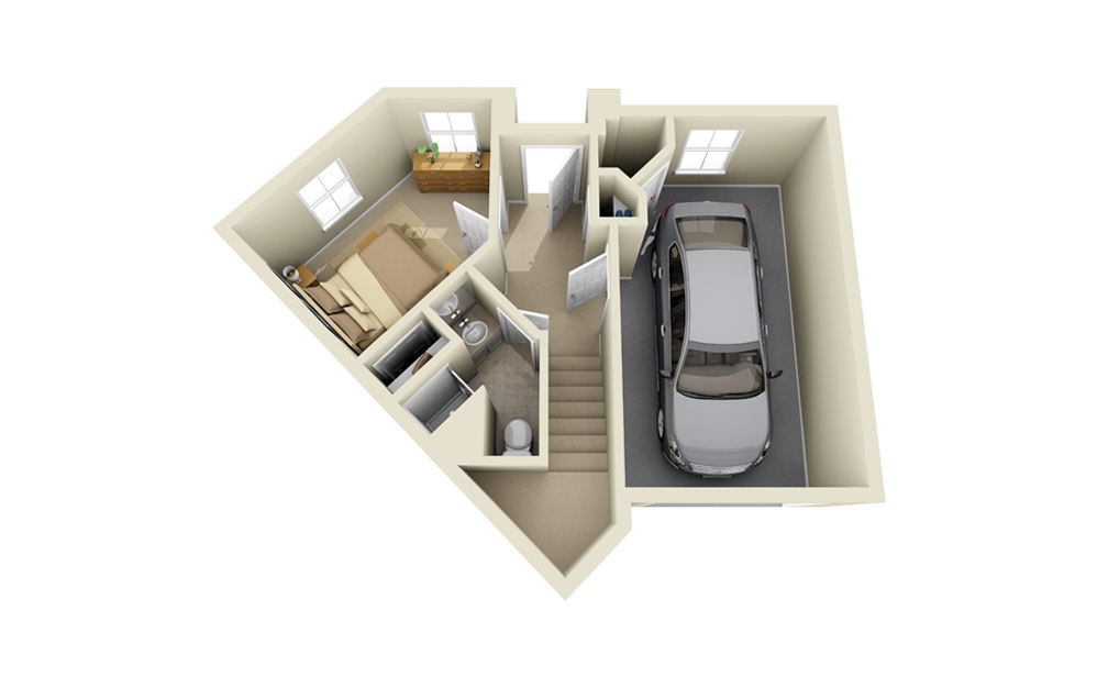 Shenandoah - 3 bedroom floorplan layout with 3 baths and 1457 square feet. (Garage Level)