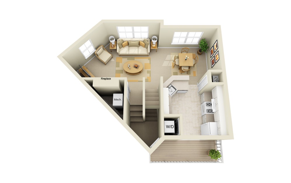 Shenandoah - 3 bedroom floorplan layout with 3 baths and 1457 square feet. (Level 1)