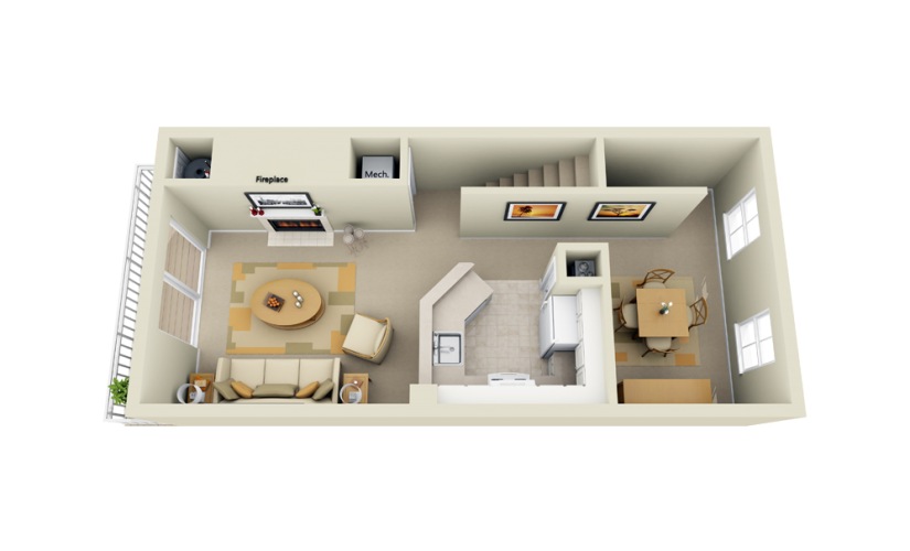 Caroline Premium - 2 bedroom floorplan layout with 2 bathrooms and 1292 square feet