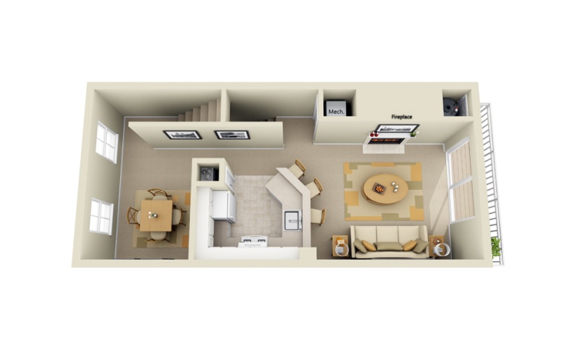 Essex Diamond - 2 bedroom floorplan layout with 2 bathrooms and 1292 square feet