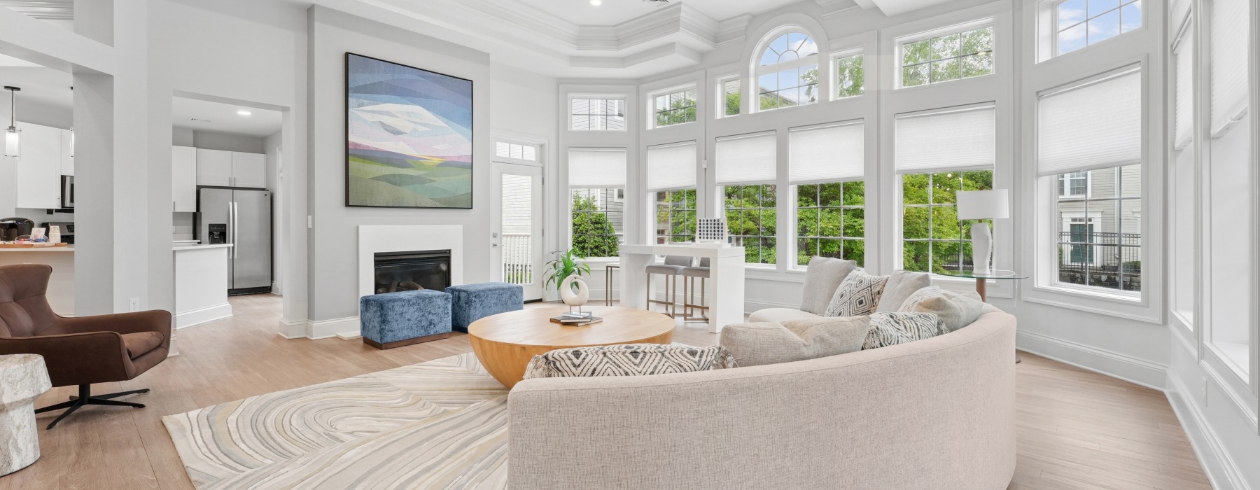 Beautiful clubroom with lounge seating and natural lighting